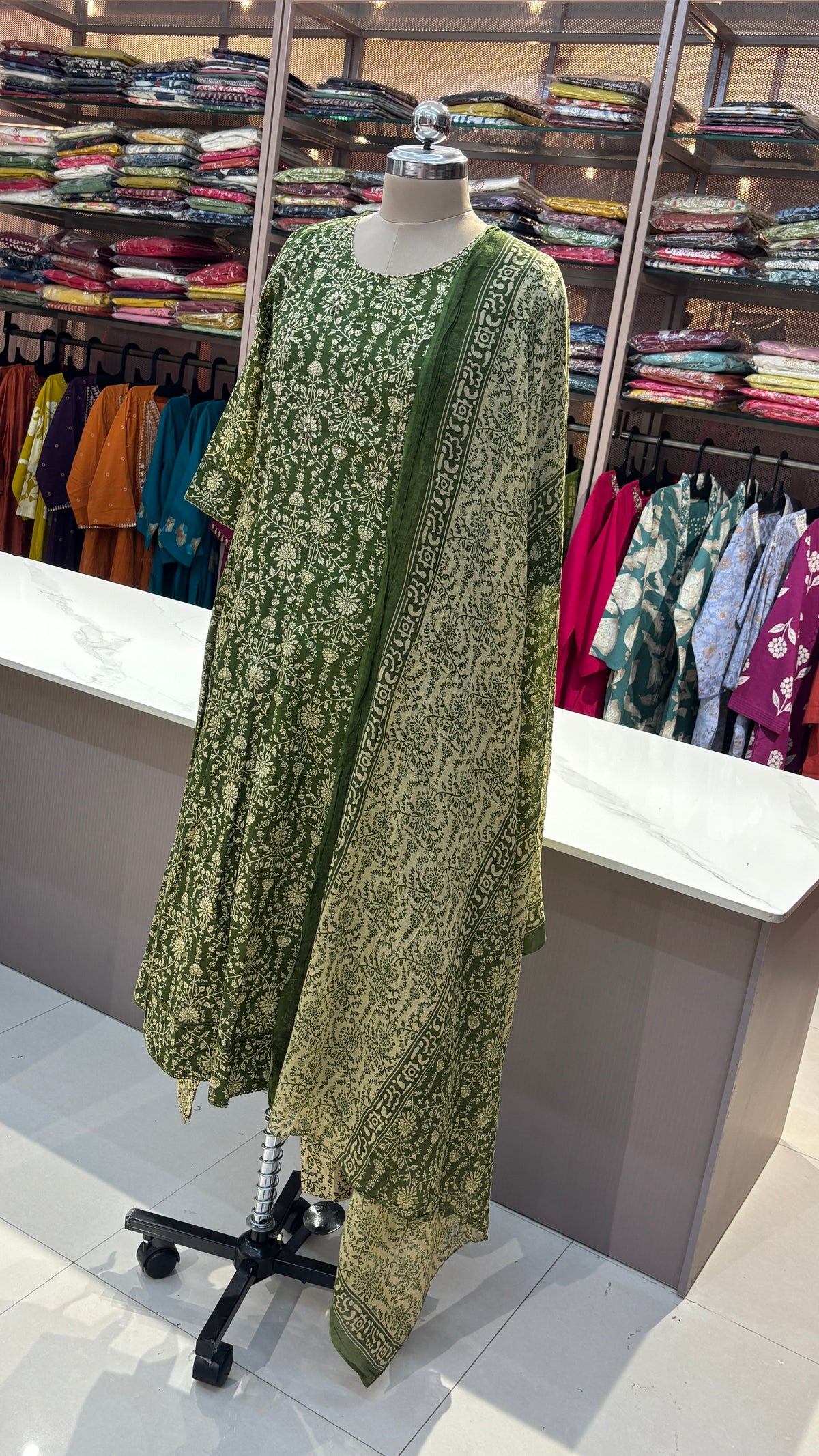 GREEN - PURE COTTON KURTA SET