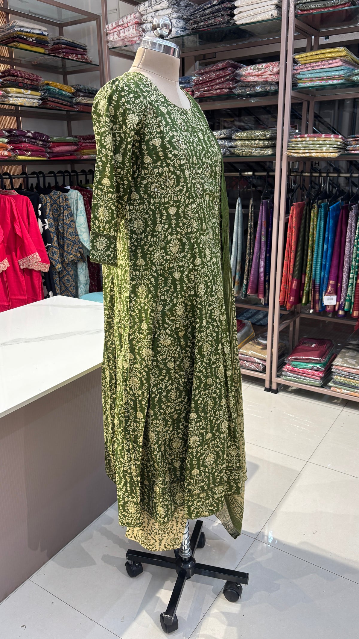GREEN - PURE COTTON KURTA SET