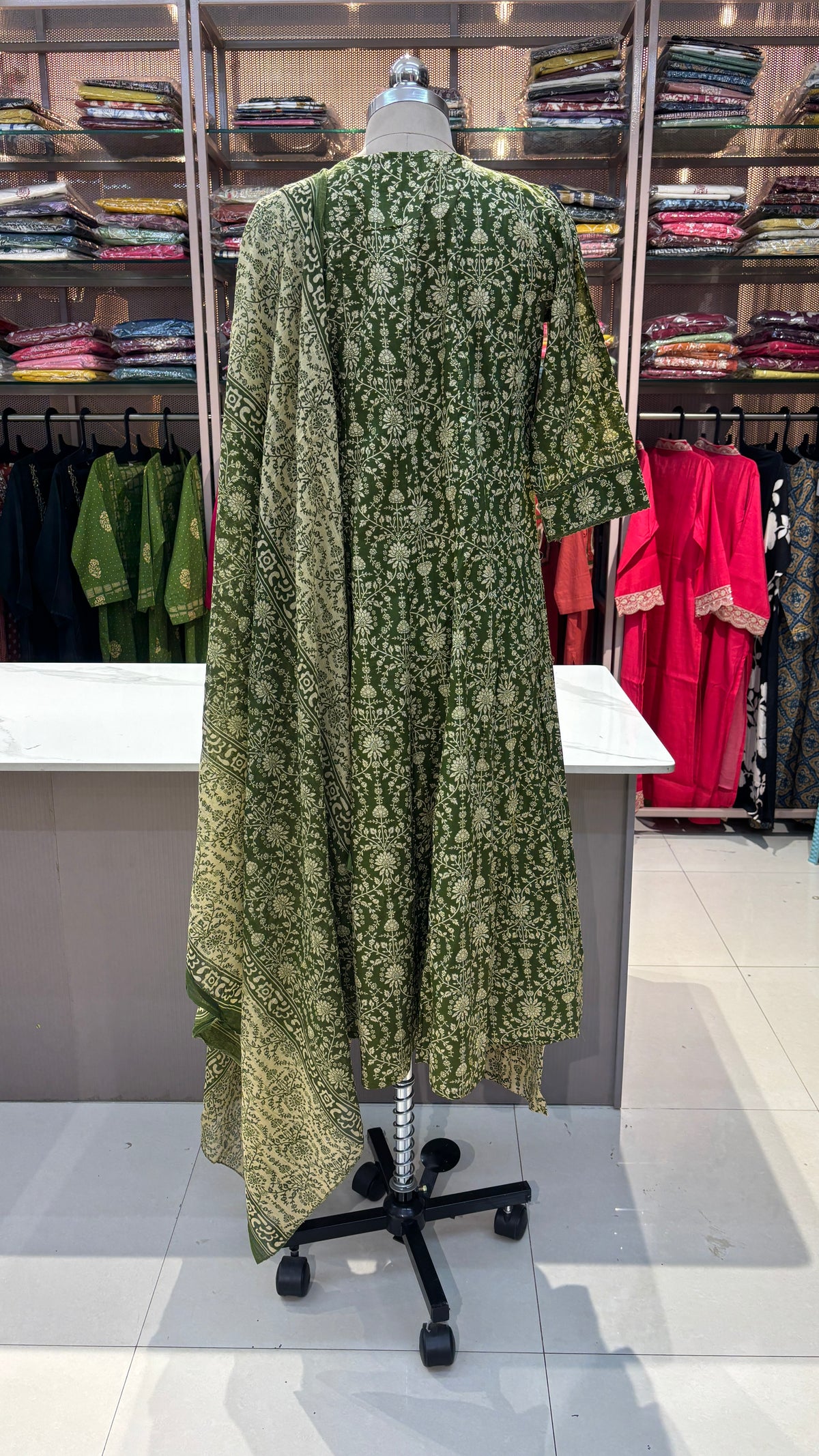 GREEN - PURE COTTON KURTA SET