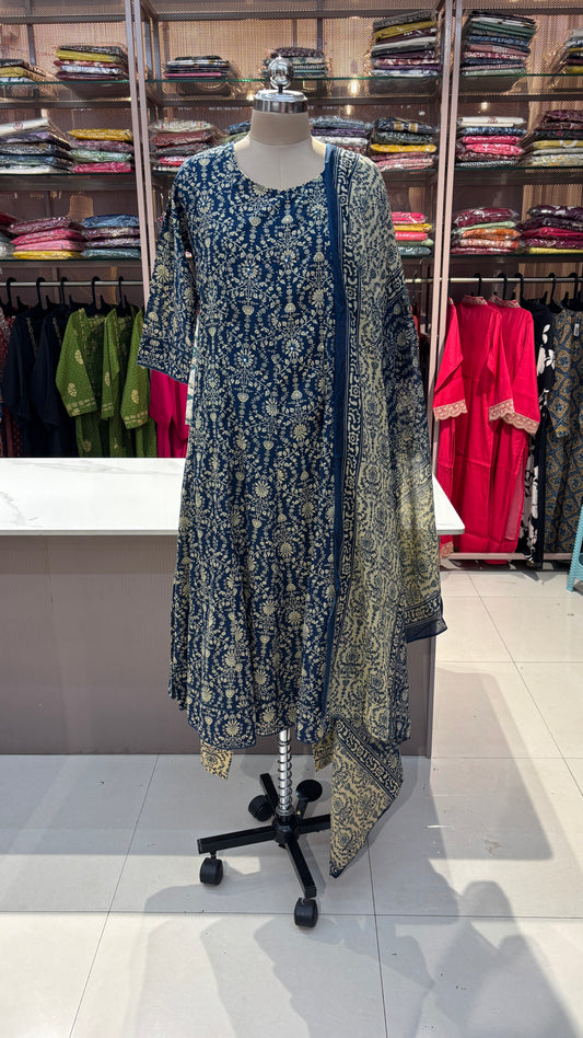 NAVY BLUE- PURE COTTON KURTA SET