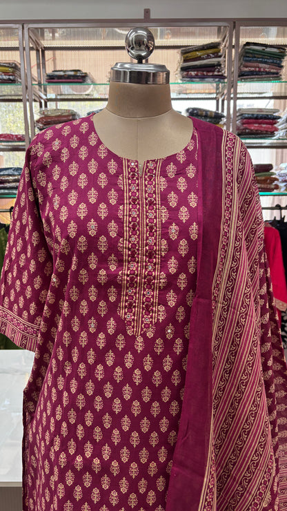 PINK - PURE COTTON KURTA SET