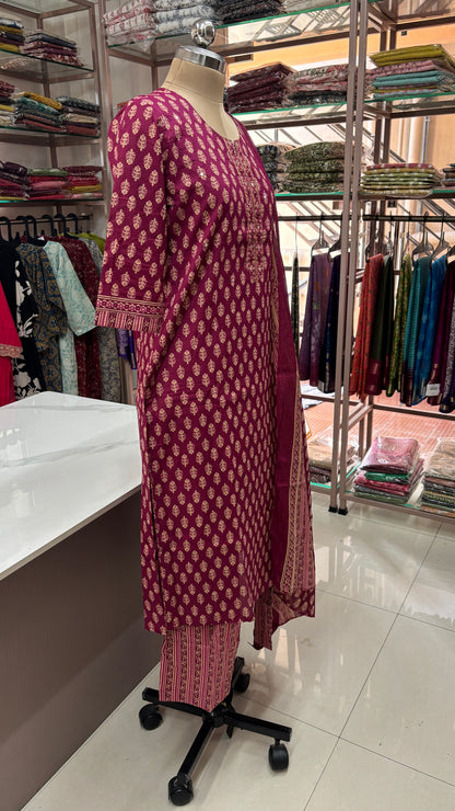 PINK - PURE COTTON KURTA SET