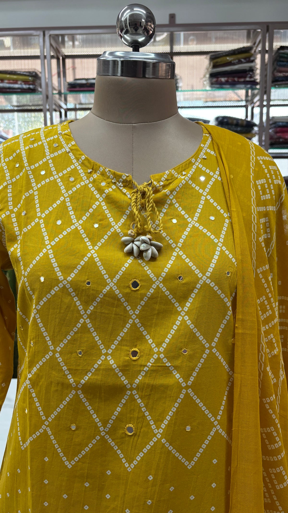YELLOW- PRINTED PURE COTTON KURTA SET