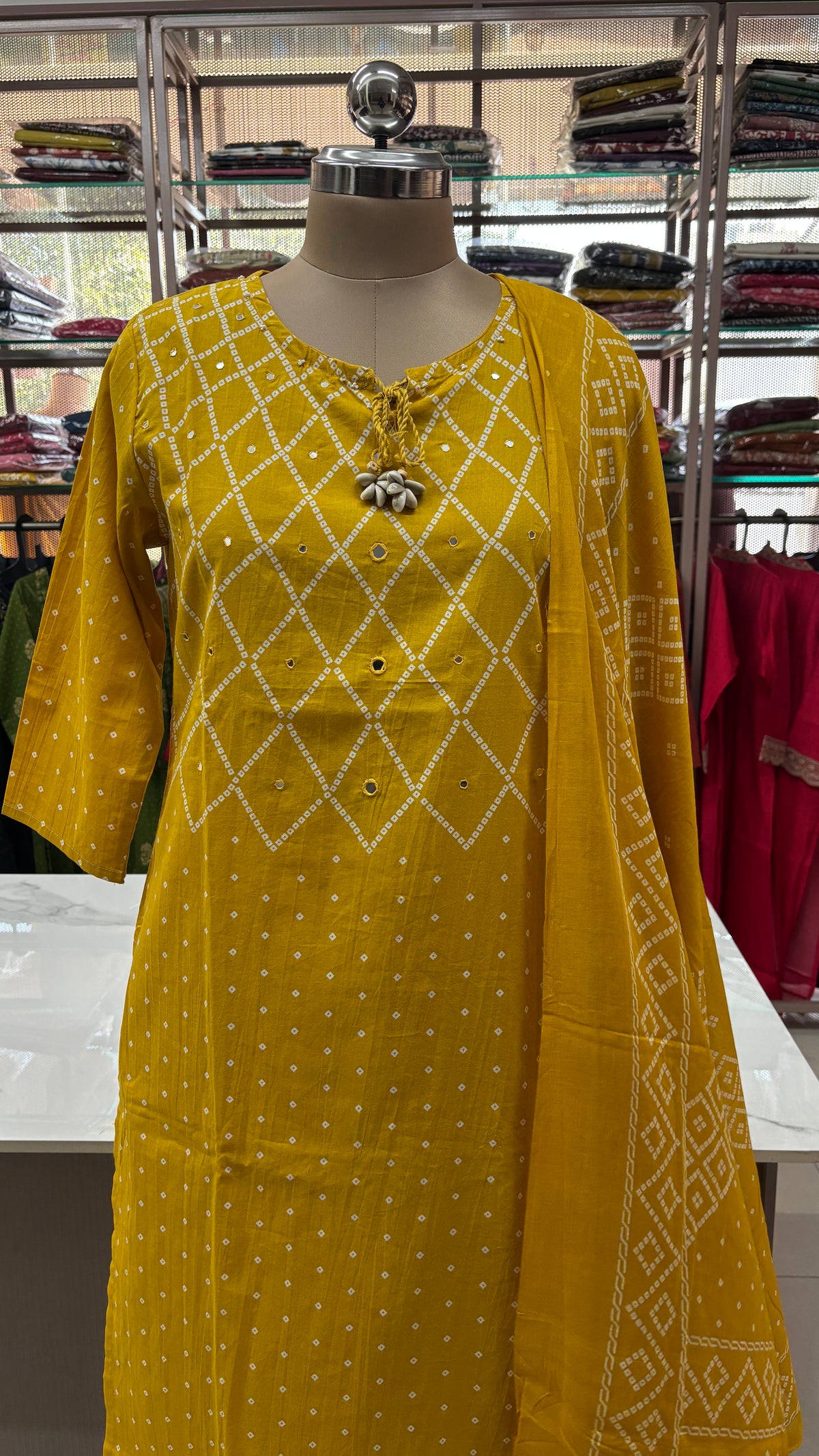 YELLOW- PRINTED PURE COTTON KURTA SET