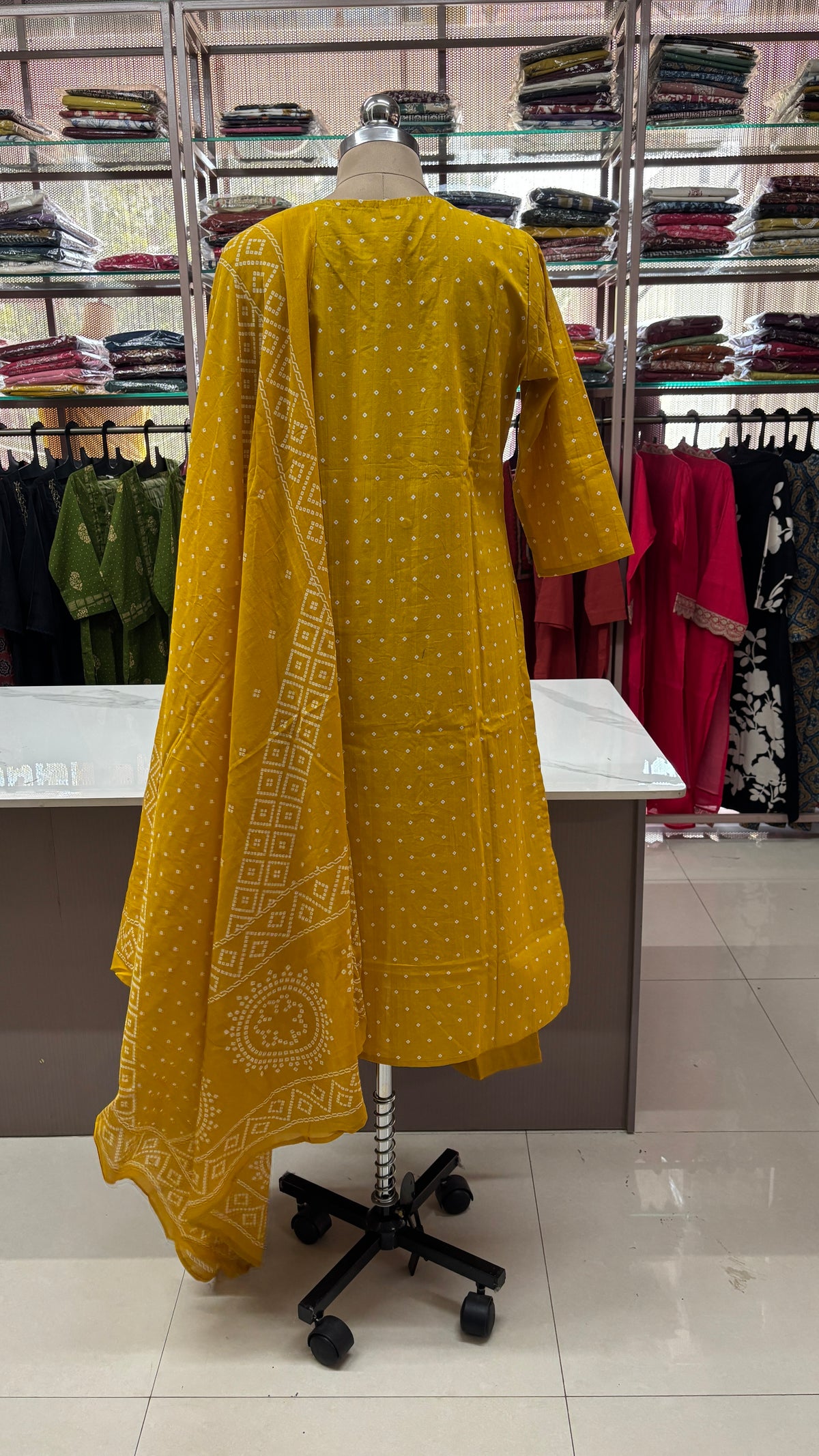 YELLOW- PRINTED PURE COTTON KURTA SET