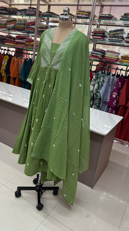 GREEN - PURE COTTON KURTA SET