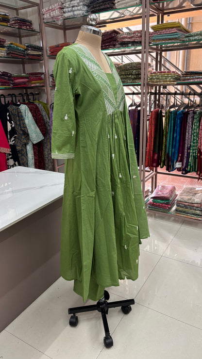 GREEN - PURE COTTON KURTA SET