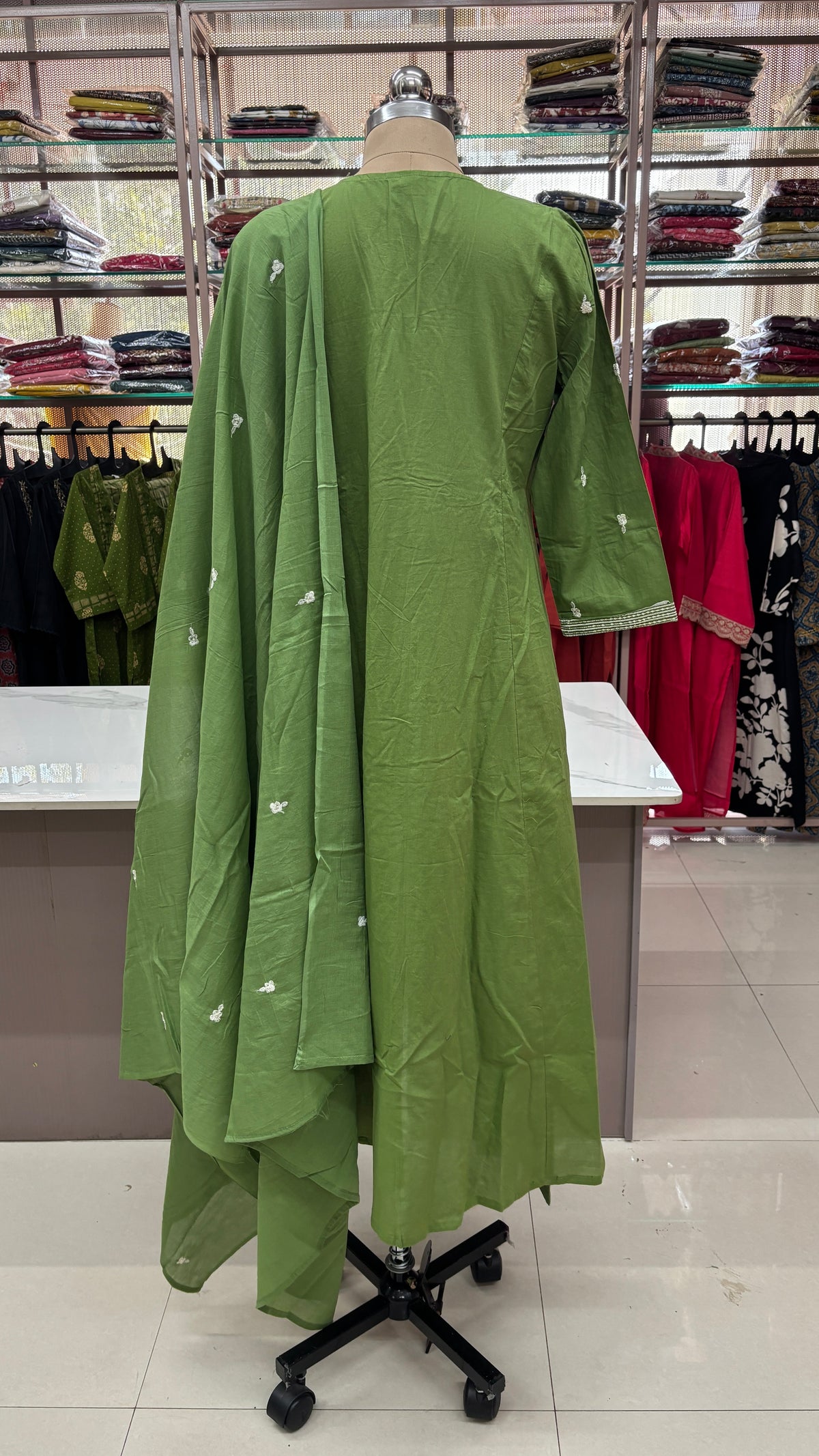 GREEN - PURE COTTON KURTA SET