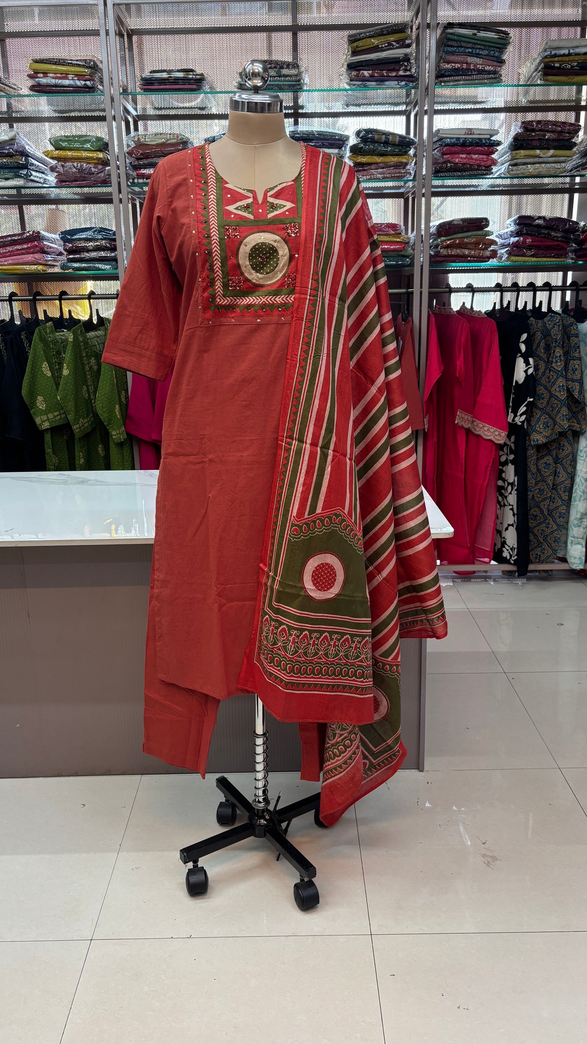 ORANGE - PURE COTTON KURTA SET