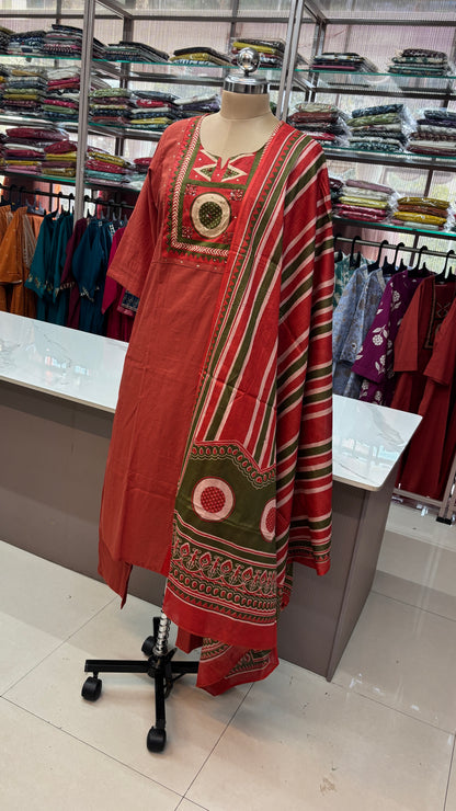 ORANGE - PURE COTTON KURTA SET