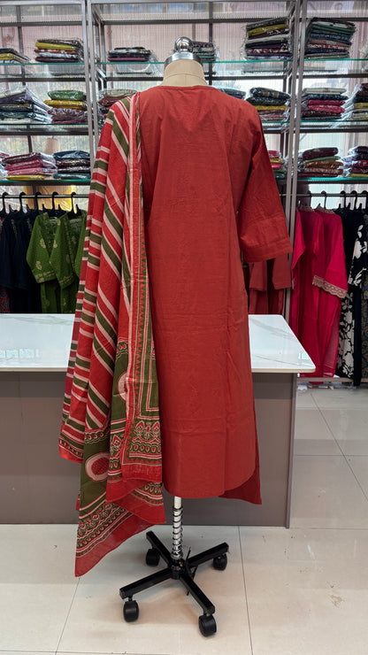 ORANGE - PURE COTTON KURTA SET
