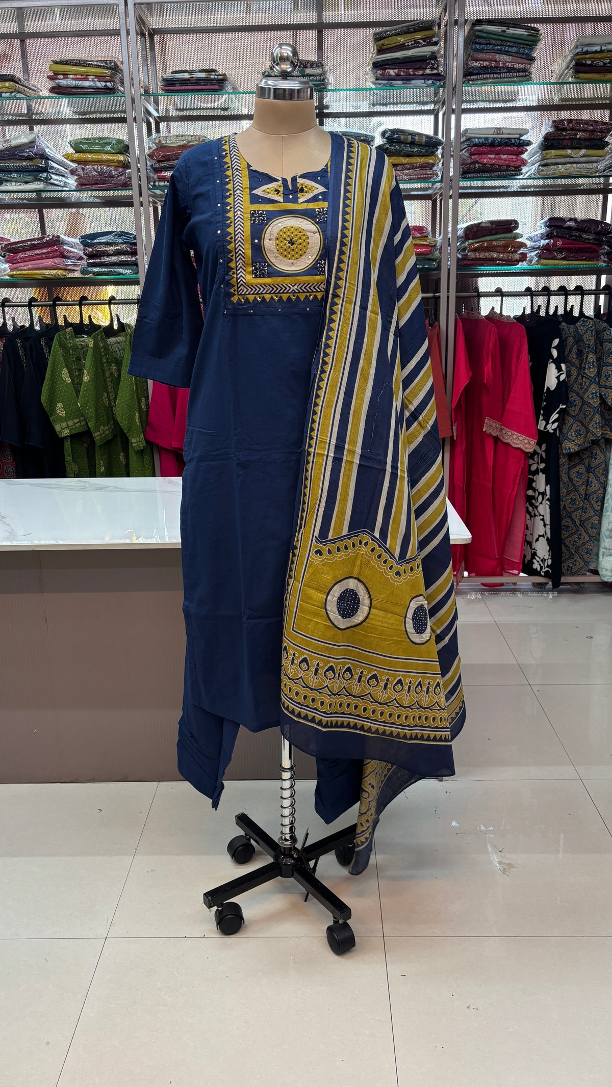 NAVY BLUE - PURE COTTON KURTA SET