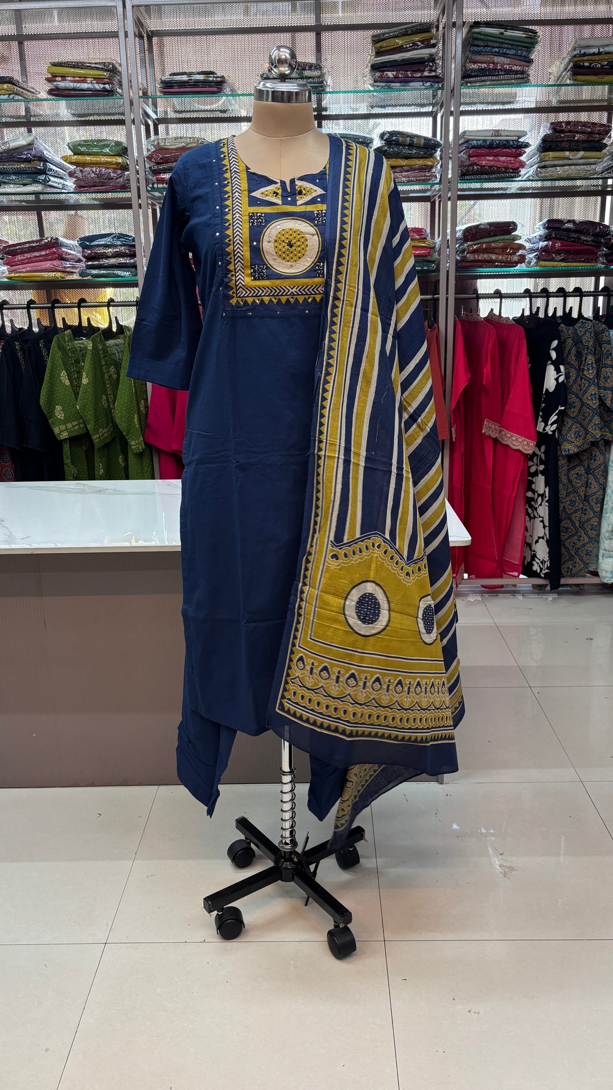 NAVY BLUE - PURE COTTON KURTA SET