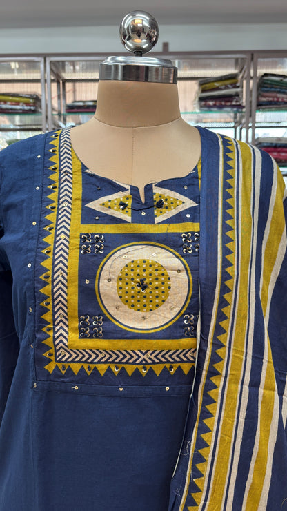 NAVY BLUE - PURE COTTON KURTA SET