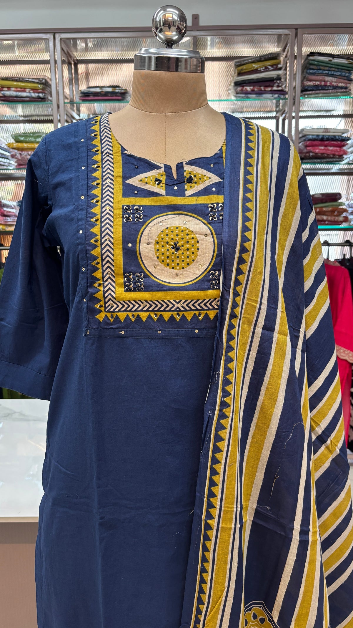 NAVY BLUE - PURE COTTON KURTA SET