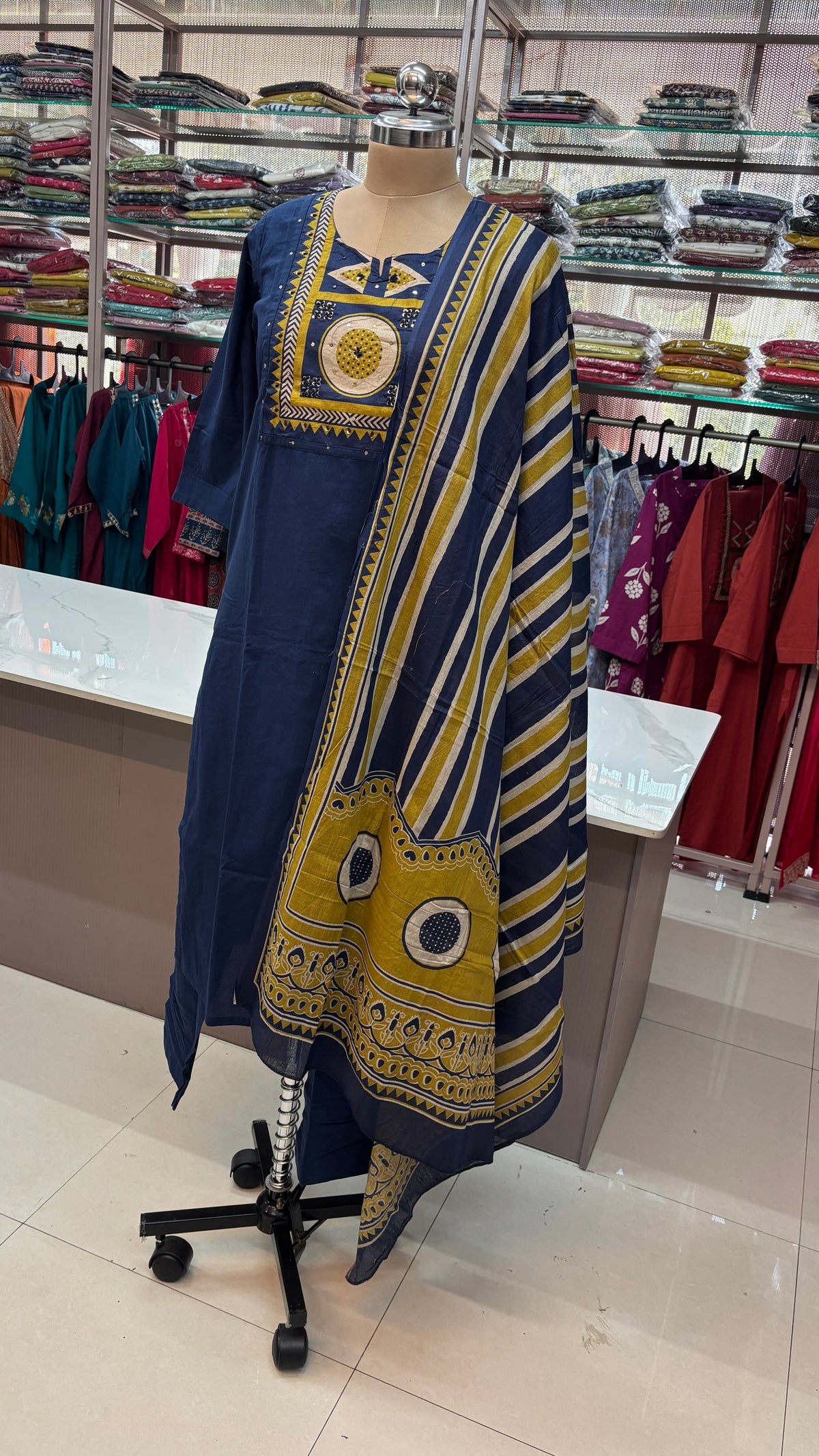 NAVY BLUE - PURE COTTON KURTA SET