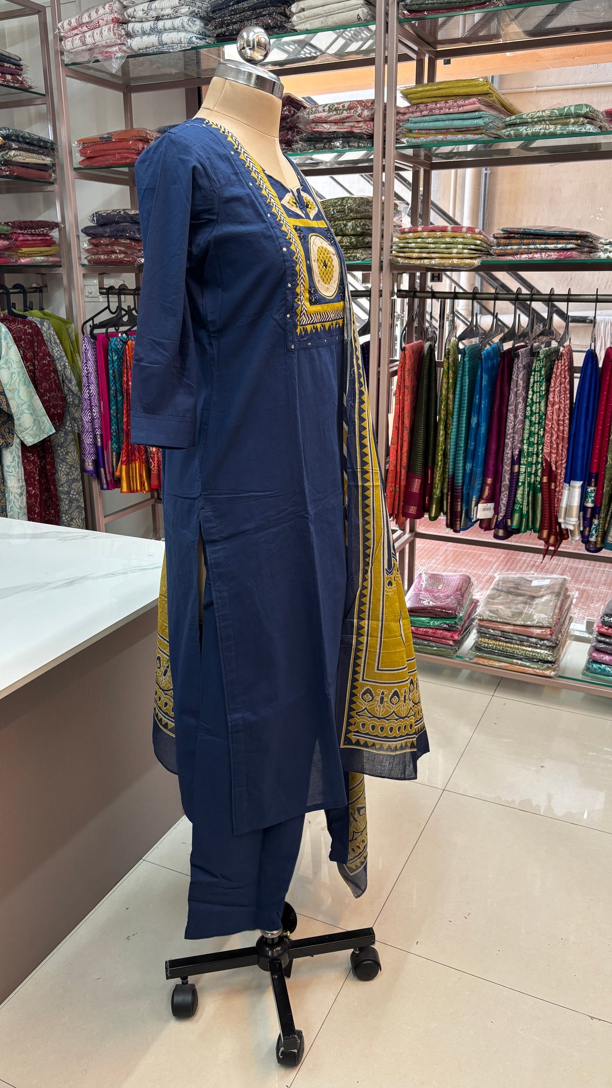 NAVY BLUE - PURE COTTON KURTA SET
