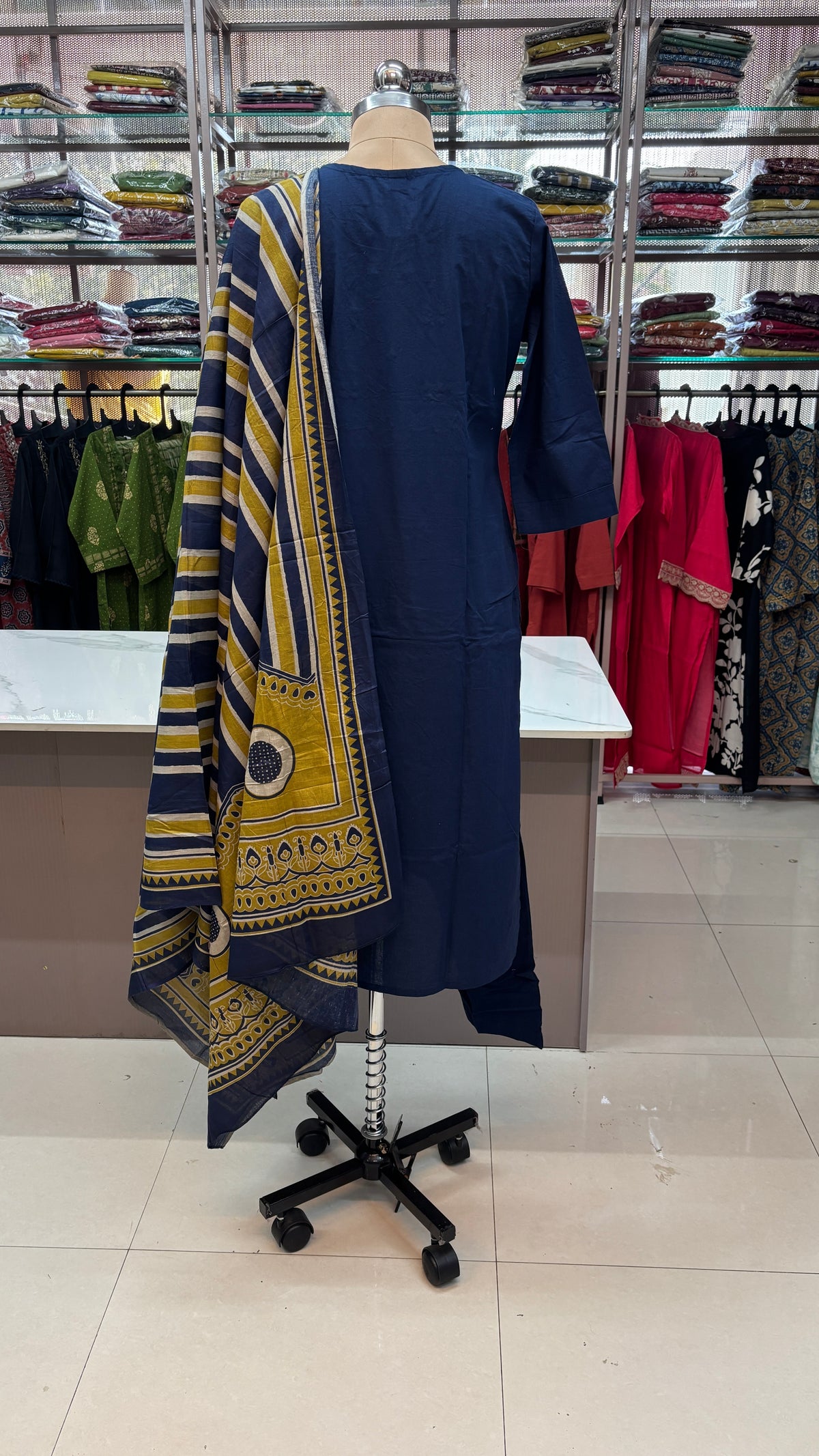 NAVY BLUE - PURE COTTON KURTA SET