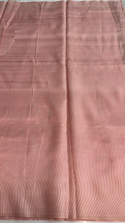 PINK WITH GOLD BUTTAS  - BANARASI COTTON SAREE