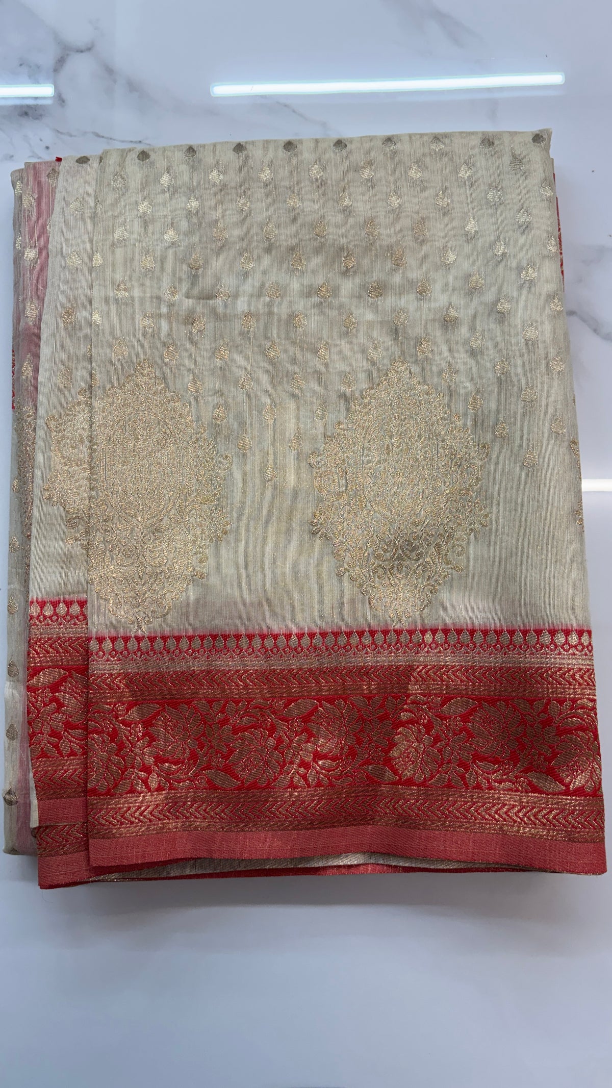 HALF WHITE - BANARAS COTTON SAREE