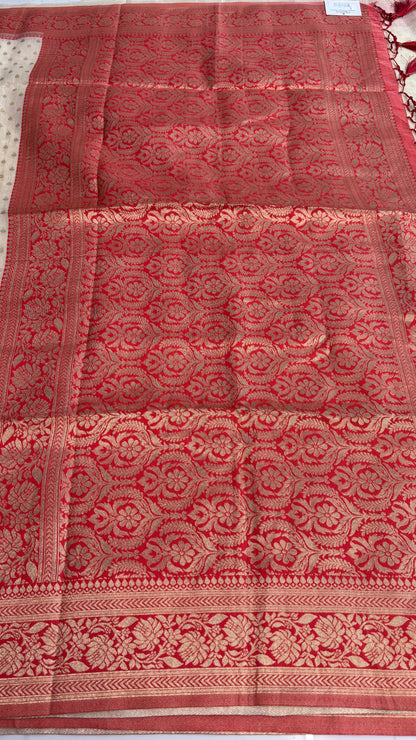 HALF WHITE - BANARAS COTTON SAREE
