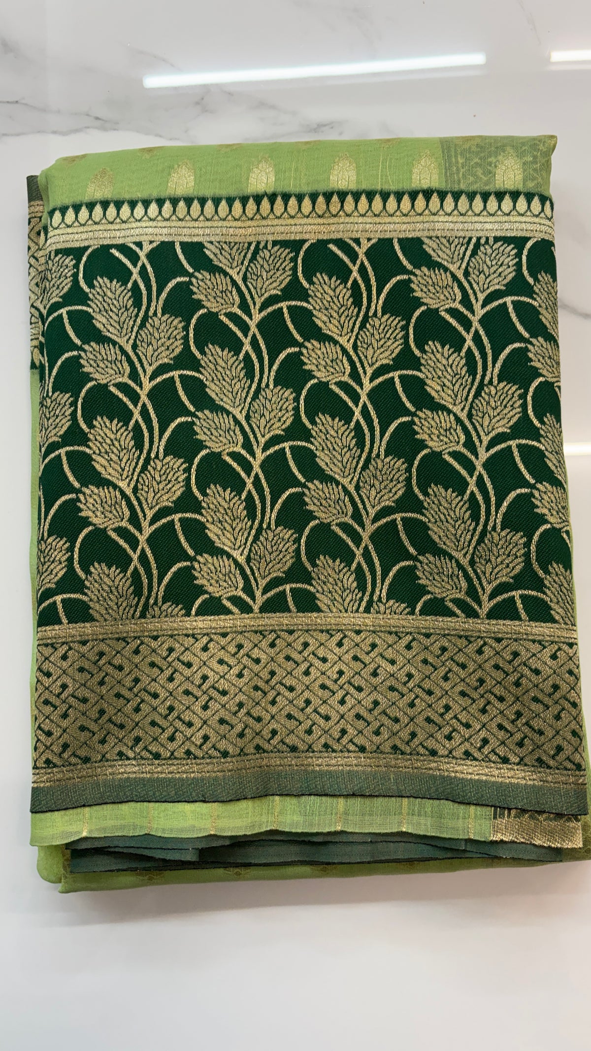 PISTA GREEN - BANARASI COTTON SAREE