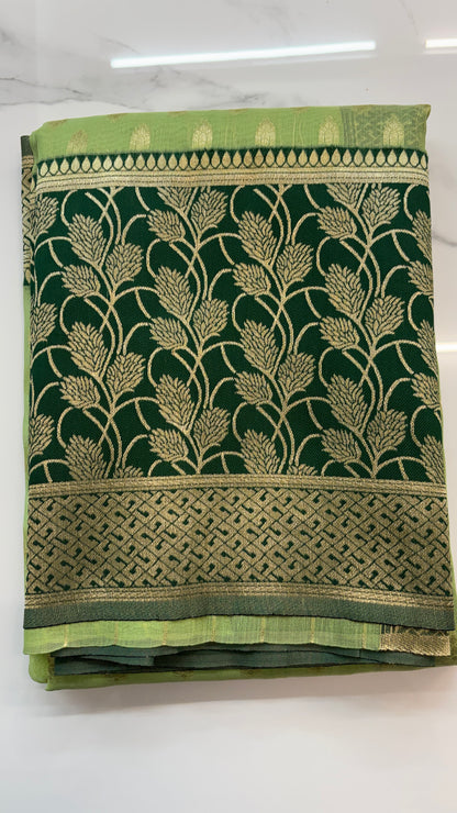 PISTA GREEN - BANARASI COTTON SAREE