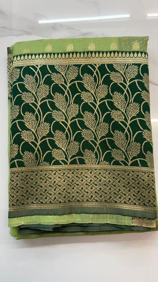 PISTA GREEN - BANARASI COTTON SAREE