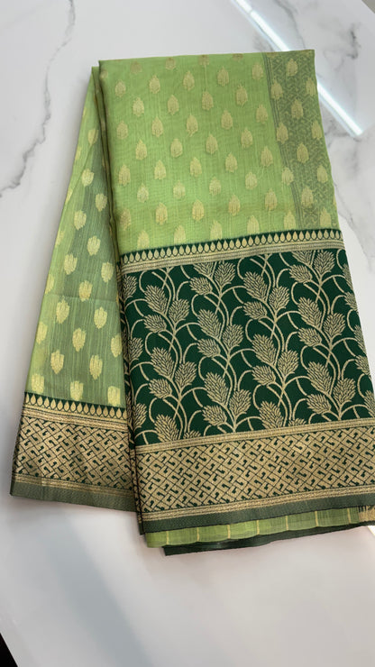 PISTA GREEN - BANARASI COTTON SAREE