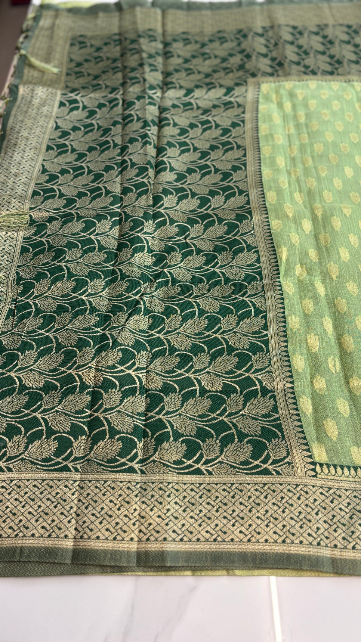 PISTA GREEN - BANARASI COTTON SAREE