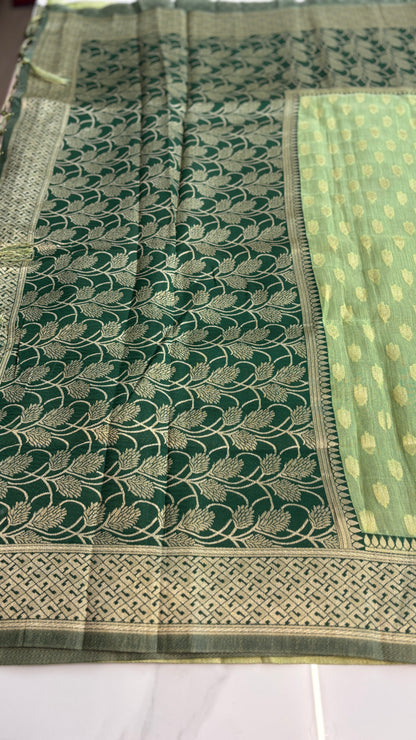 PISTA GREEN - BANARASI COTTON SAREE