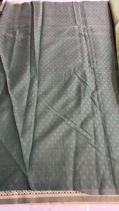 PISTA GREEN - BANARASI COTTON SAREE