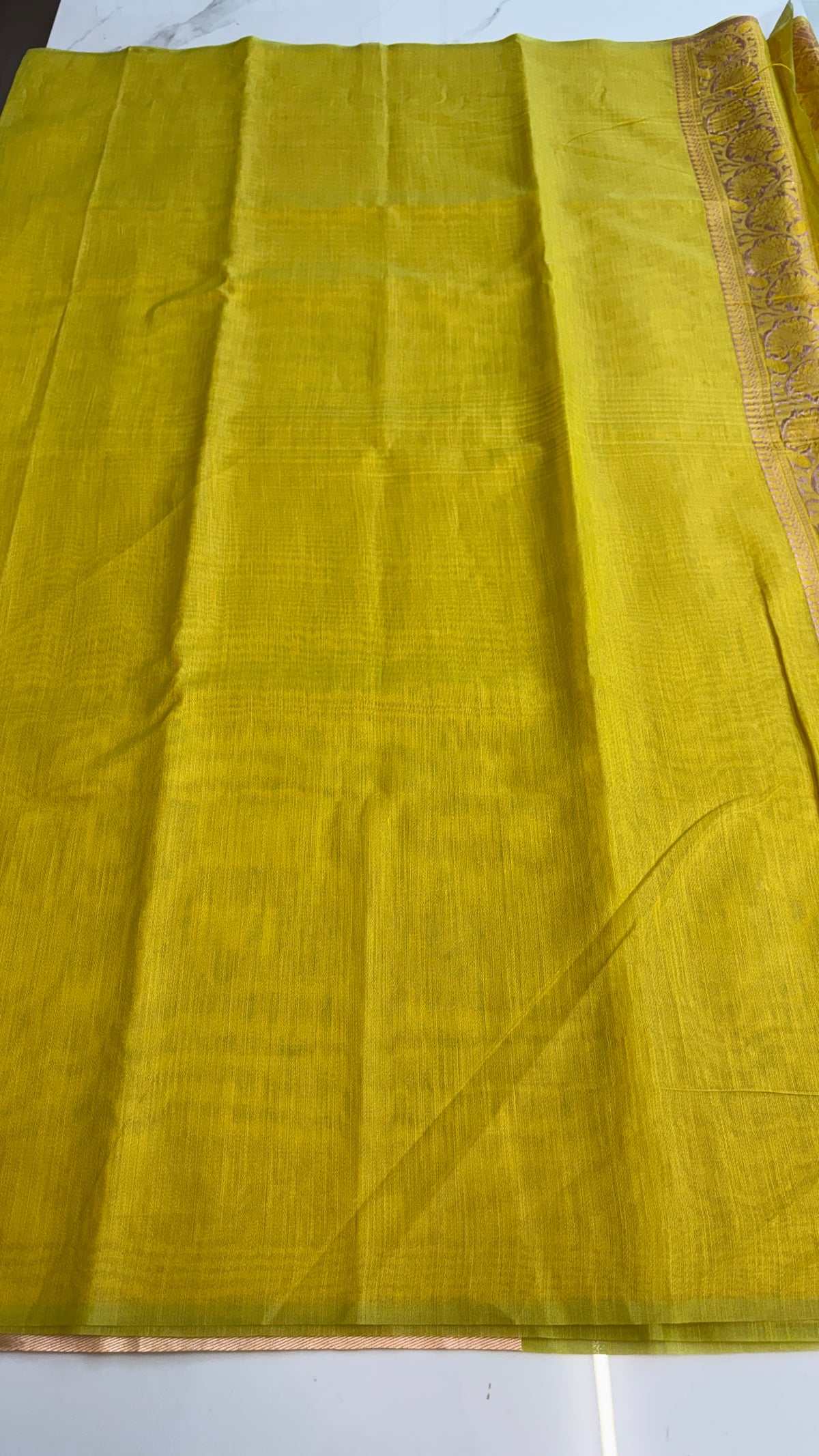 YELLOW WITH GOLD - MYSORE COTTON SAREE