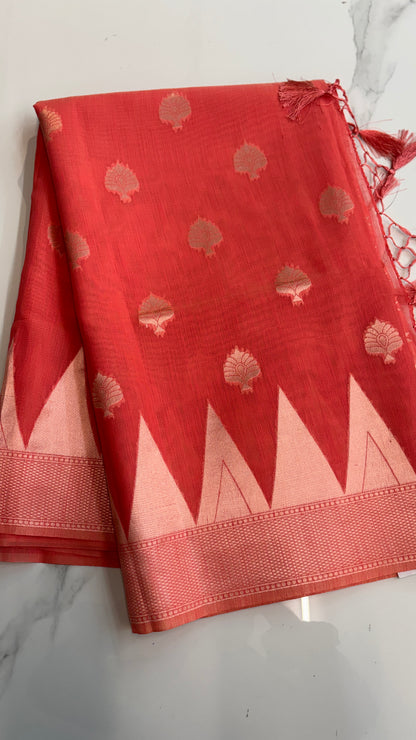 CORAL PINK - MYSORE COTTON SAREE