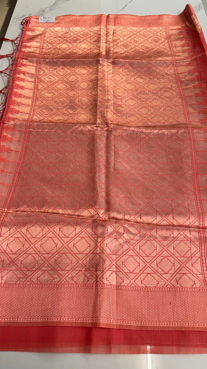 CORAL PINK - MYSORE COTTON SAREE