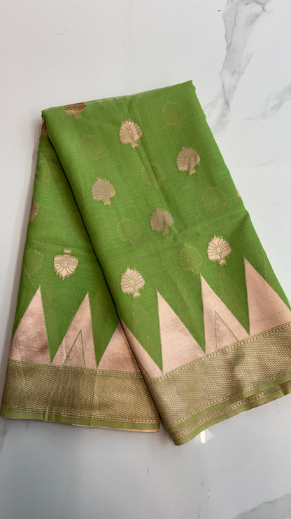 GREEN WITH GOLD - MYSORE COTTON SAREE