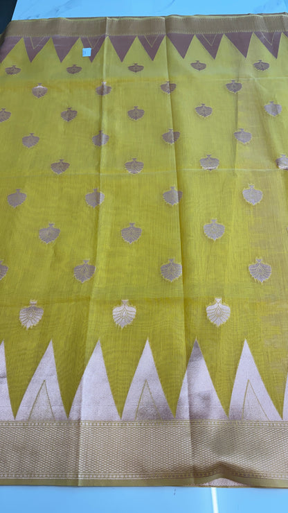 MUSTORD YELLOW - MYSORE COTTON SAREE