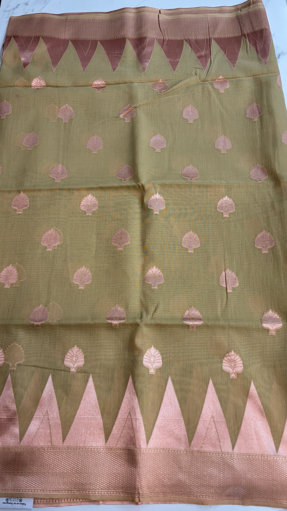 DUSTY PEACH WITH WARM GOLDEN - MYSORE COTTON SAREE