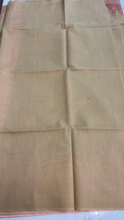 DUSTY PEACH WITH WARM GOLDEN - MYSORE COTTON SAREE
