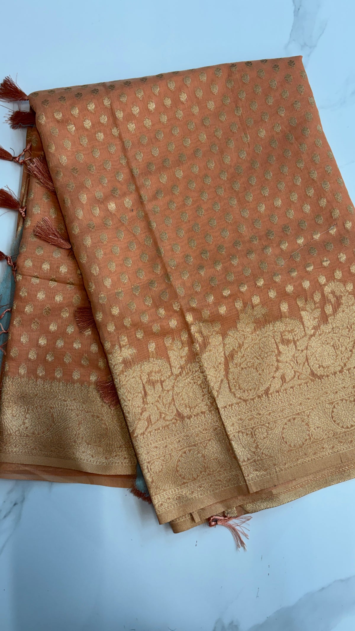 LIGHT ORANGE- BANARASI COTTON SAREE