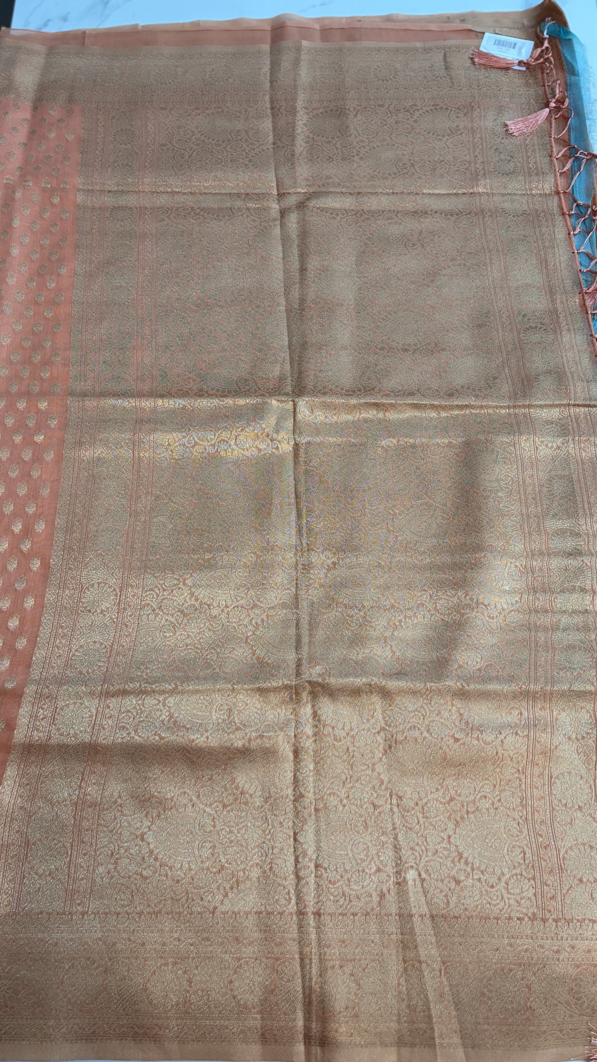 LIGHT ORANGE- BANARASI COTTON SAREE