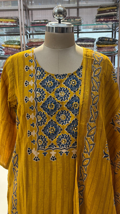 MUSTORD YELLOW - PURE COTTON KURTA SET