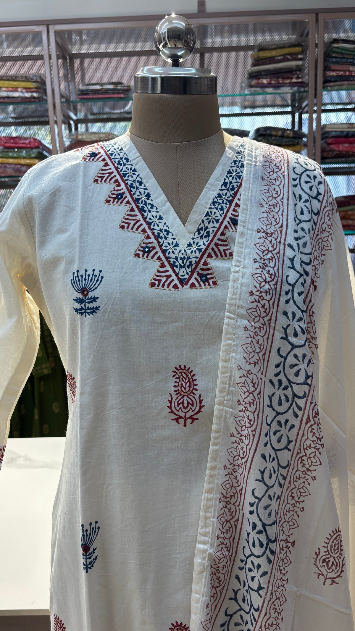 HALF WHITE - PURE COTTON KURTA SET