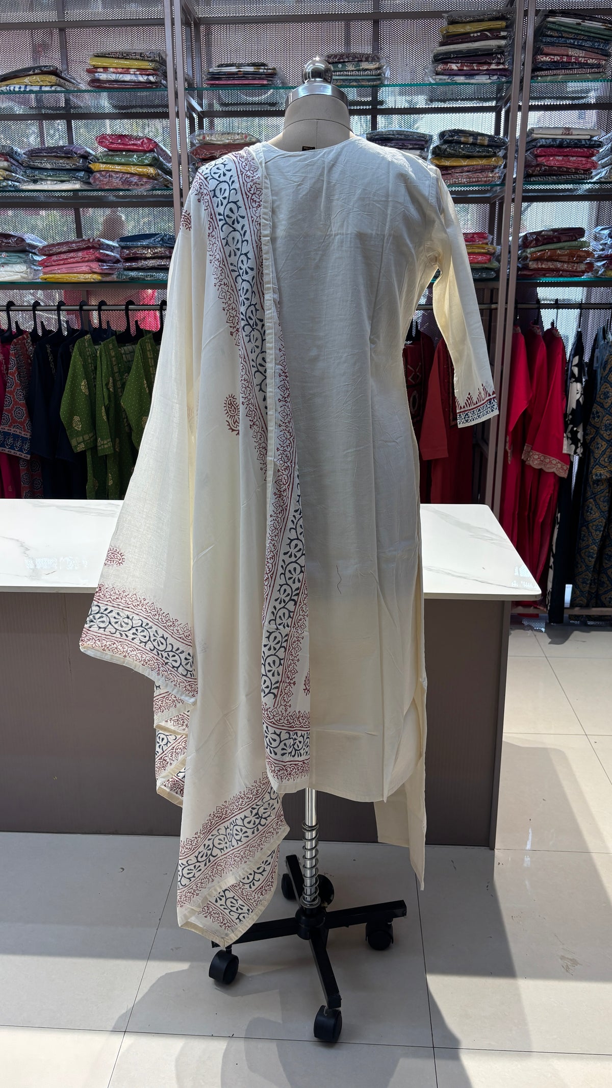 HALF WHITE - PURE COTTON KURTA SET