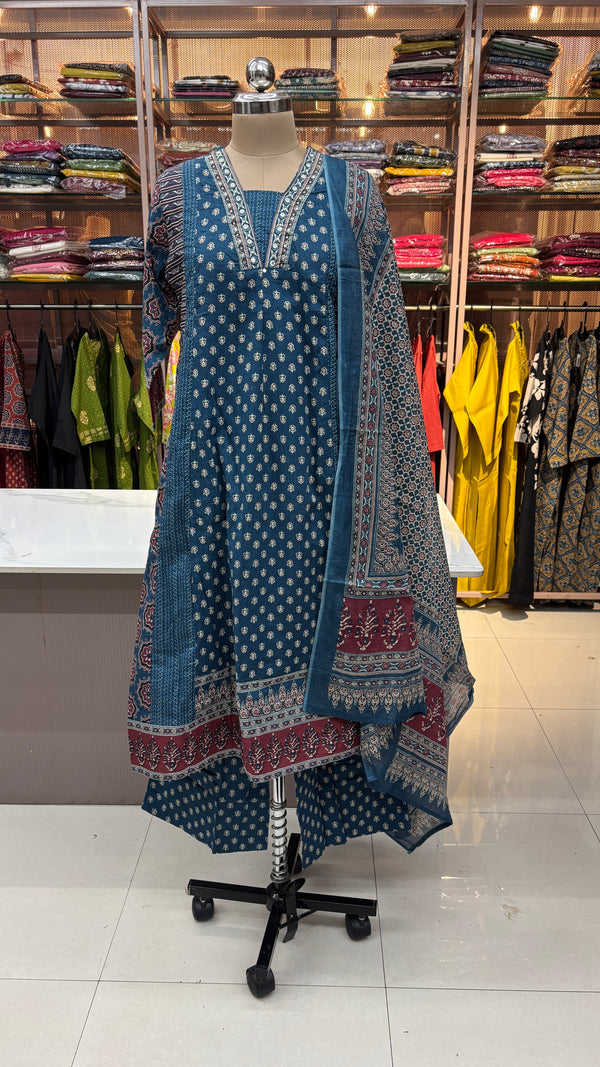 BLUE - PURE COTTON KURTA SET