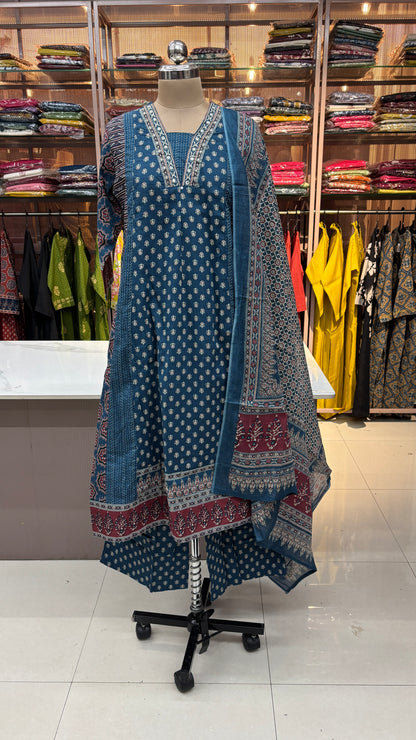 BLUE - PURE COTTON KURTA SET