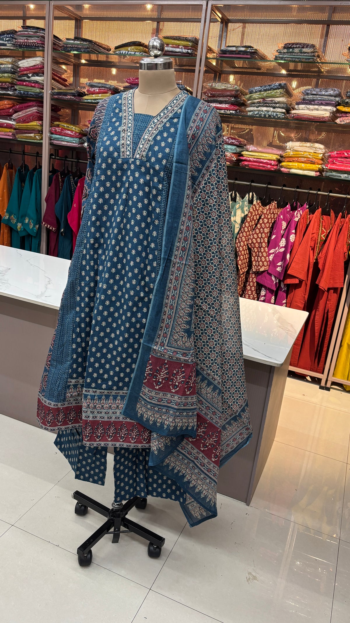 BLUE - PURE COTTON KURTA SET