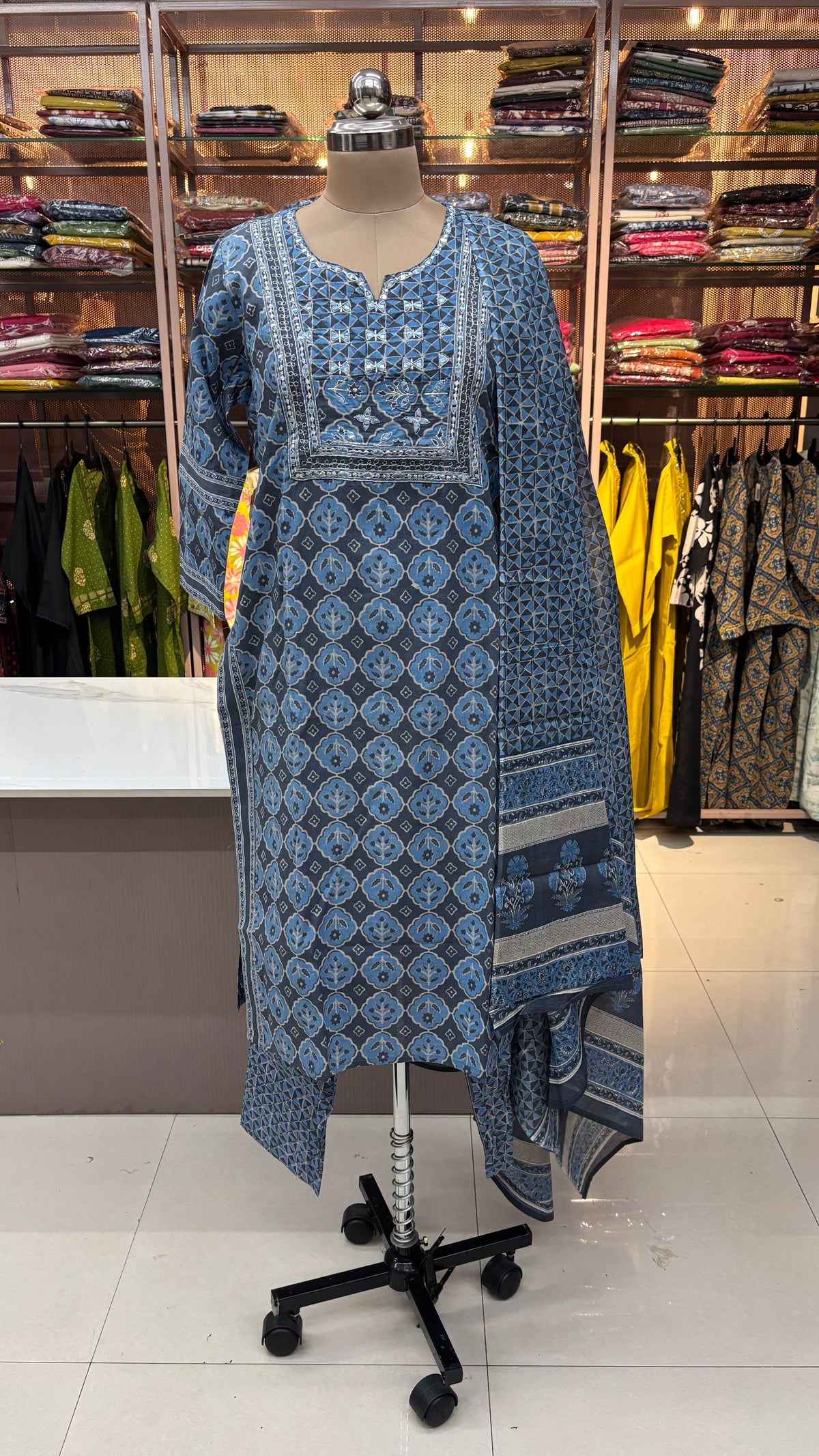 BLUE - PURE COTTON KURTA SET