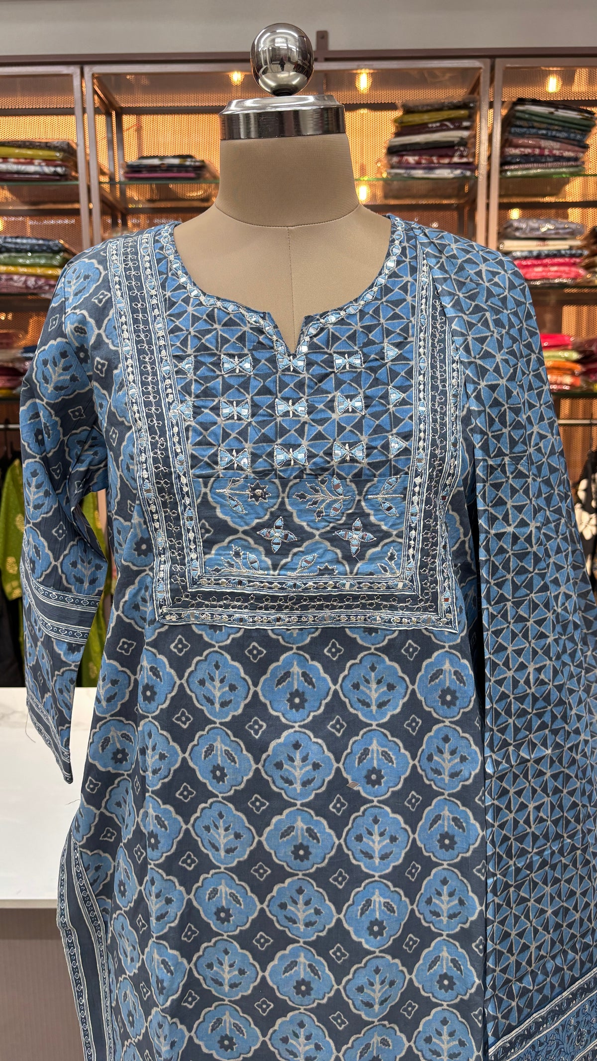 BLUE - PURE COTTON KURTA SET