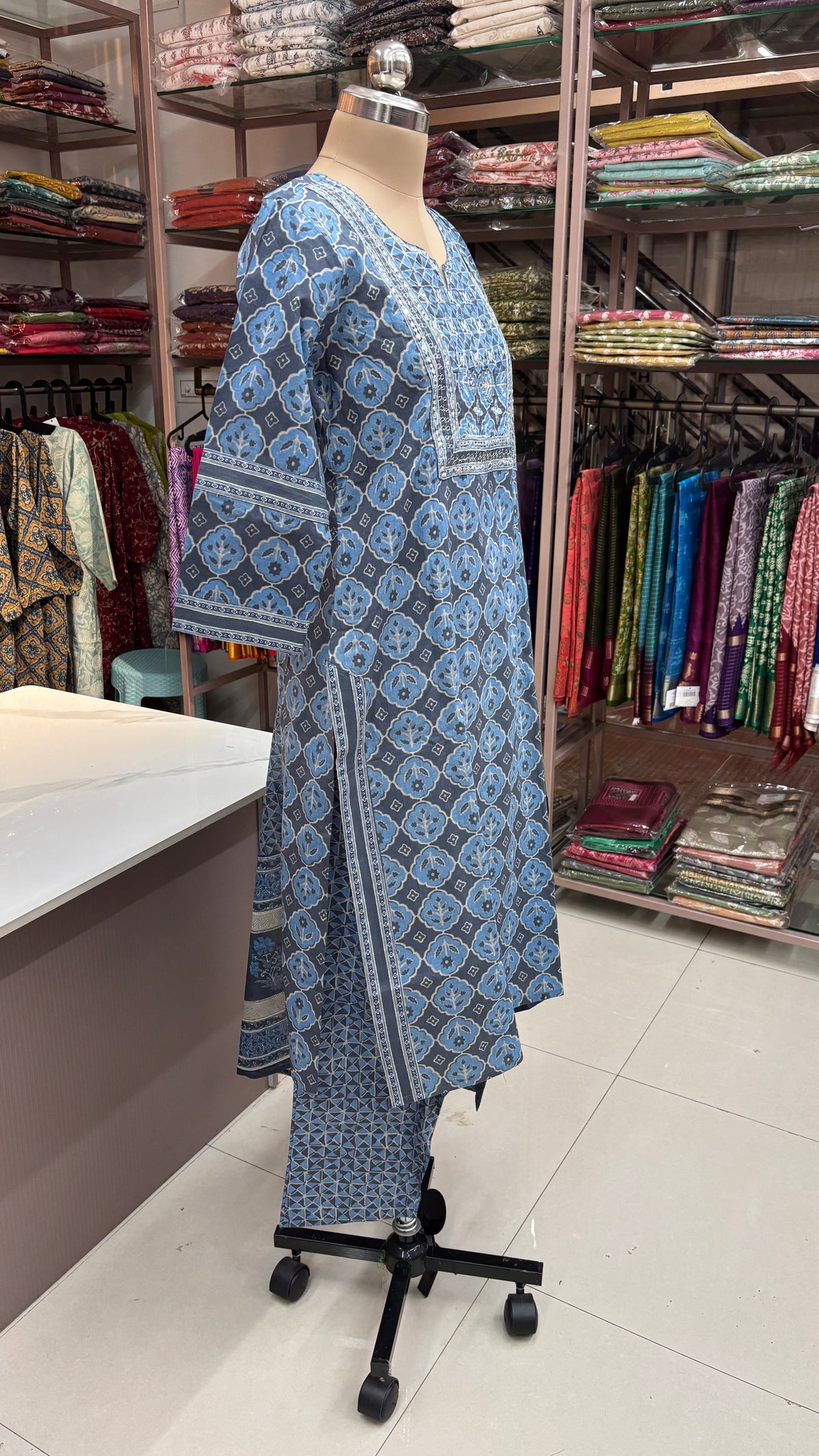 BLUE - PURE COTTON KURTA SET